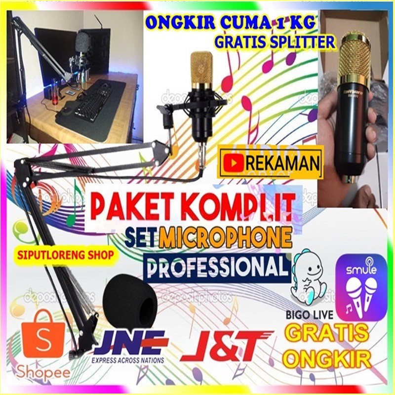 Paket Rekaman MIC MICROPHONE MIKROFON BM 800 MIC CONDENSER TAFFWARE BM 800 MIC YOUTUBER MIC REKAMAN