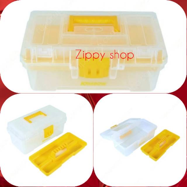 Jual Krisbow Toolbox Kotak Perkakas Transparan Kuning Dengan Tray