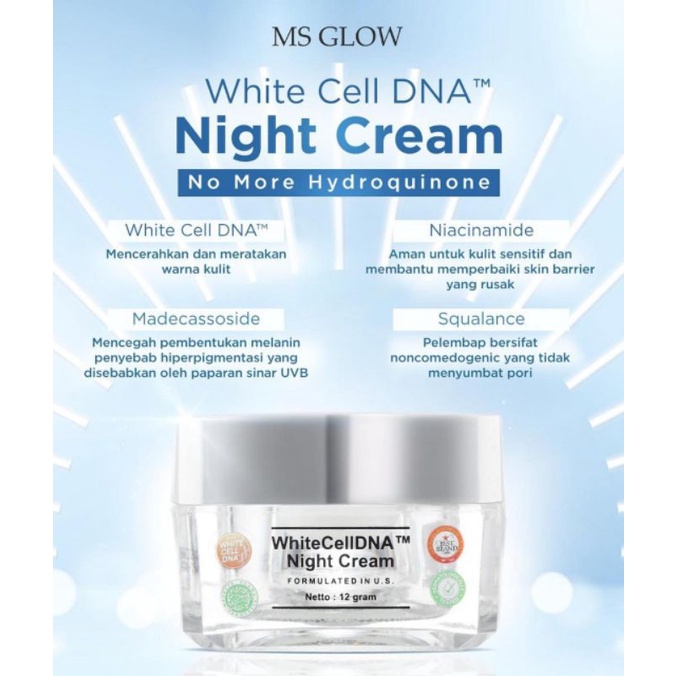 Ms Glow White Cell DNA Night Cream / krim malam Msglow