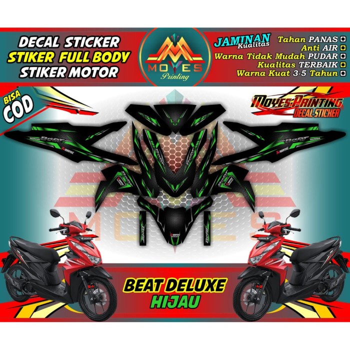 cod stiker beat deluxe variasi hijau-decal stiker beat deluxe variasi hijau-stiker motor beat deluxe