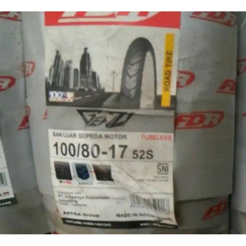 Ban tubeless FDR Genzi/pro 100/80-17 for vixion/cb 150R/CBR 250/ free pentil.. !!