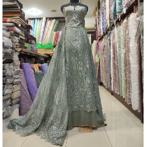 Kain Tile Brokat Majestic Rain Dress A D#4 No 2 Grey Green.