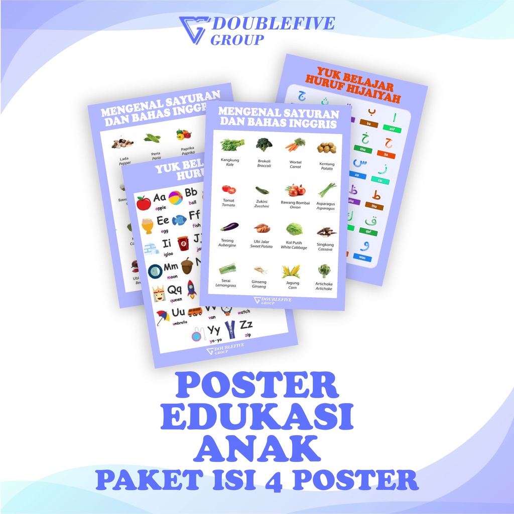 Poster Belajar Anak lengkap - Poster Edukasi anak - poster belajar edukasi anak paket poster dinding
