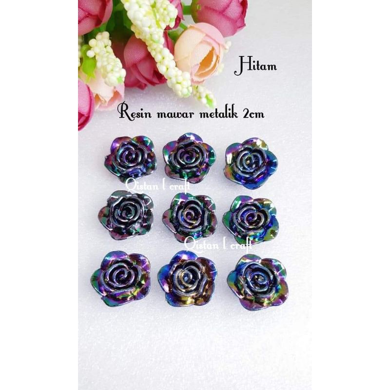 Resin mawar glossy black 2cm