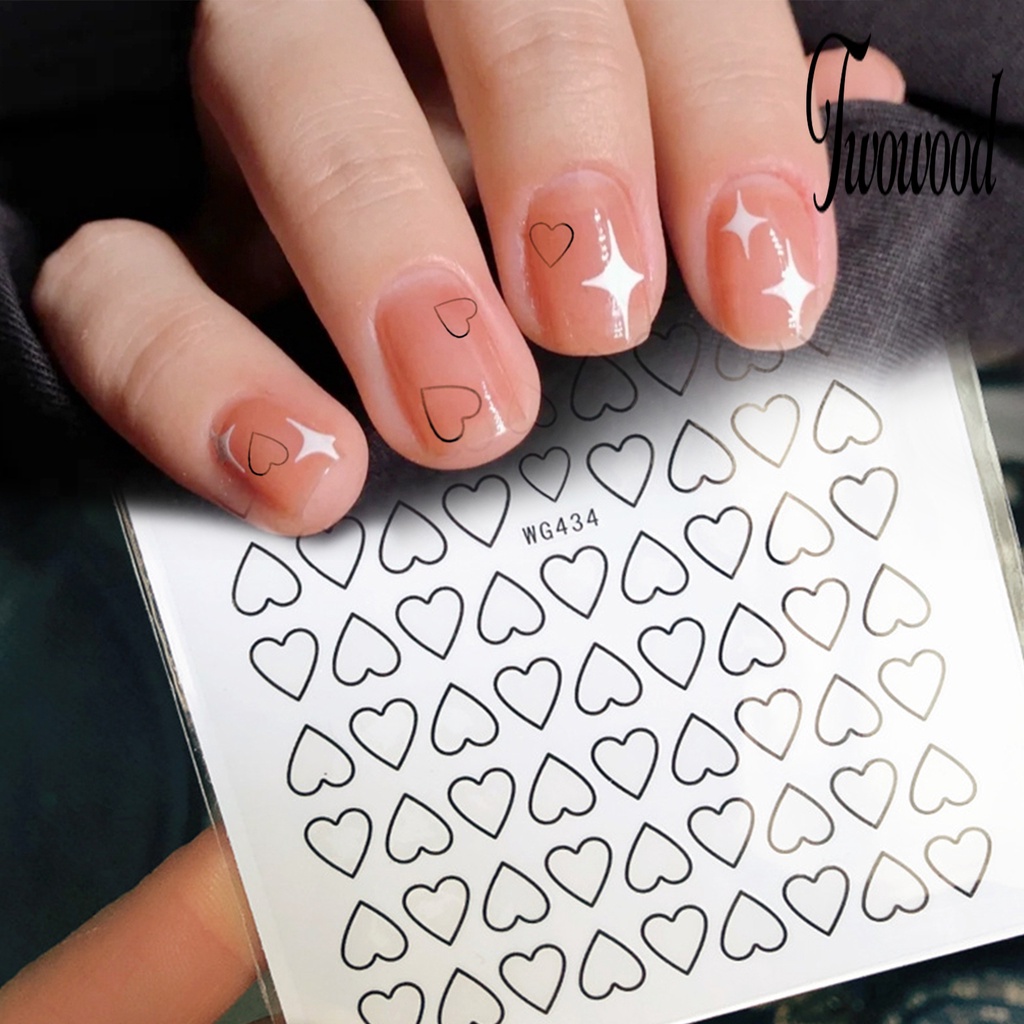 Twowood Stiker Kuku Motif Hati Untuk Dekorasi Nail Art