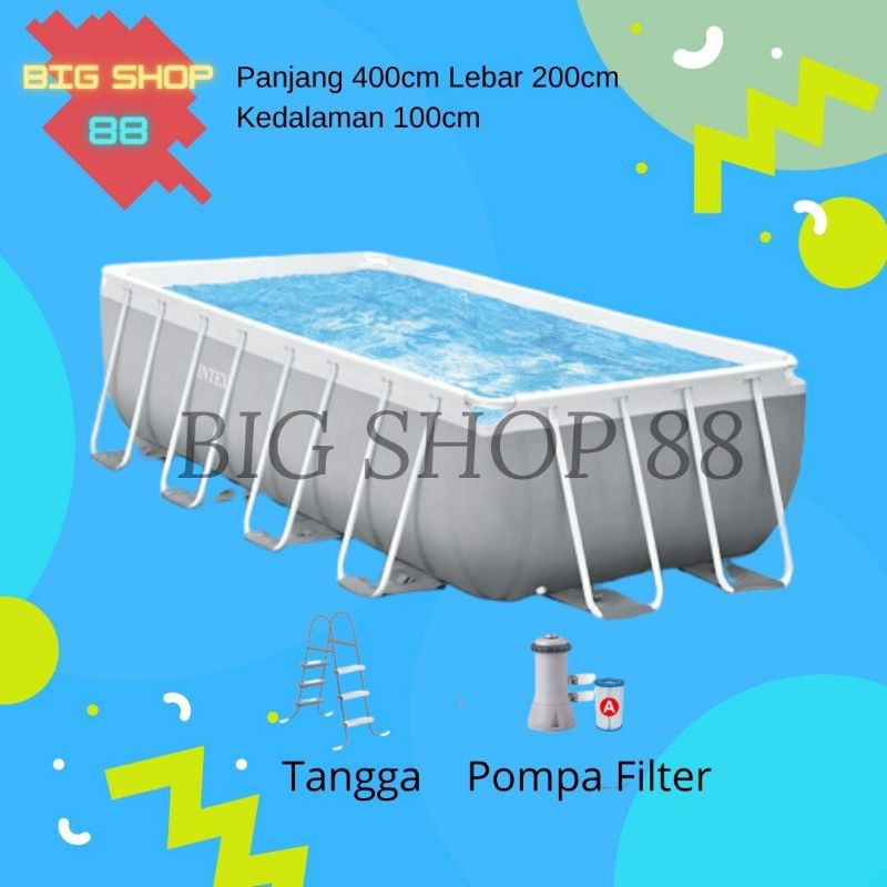 INTEX 26788 KOLAM RENANG PORTABLE KOLAM RENANG JUMBO ANAK DEWASA RECTANGULAR SQUARE PRISM FRAME POOL