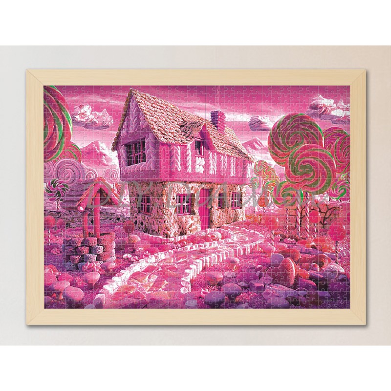 Mini Puzzle 1000 pcs Mainan Jigsaw Puzzle Candy House Pink, Peach Blossom Puzzle