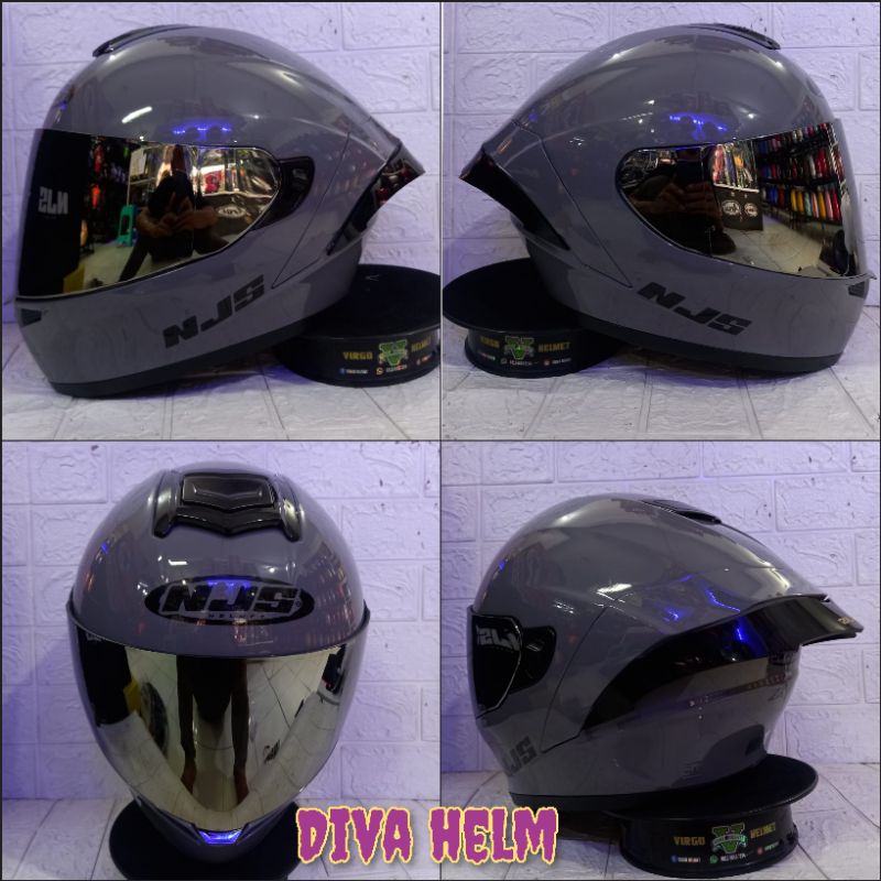 HELM NJS ZX-1 SOLID STONE GREY PAKET GANTENG ONGKIR TERMURAH