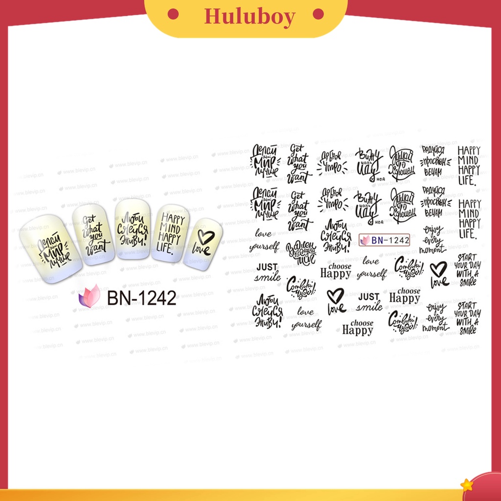 Huluboy Huluboy♡ Stiker Kuku Motif Tulisan Tahan Lama Untuk Festival