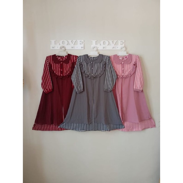 Gamis anak syakila motif mix Ceruty Babydoll rompi lepas XL (Tanggung)