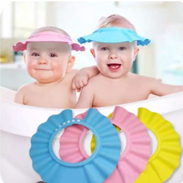 Topi mandi keramas bayi | Topi pelindung air bayi | Topi keramas bayi - Kuning