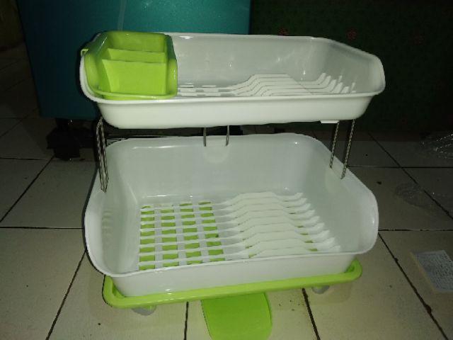 🍭🍭🍭 Rak Piring & Gelas 2 Tingkat Rak Pengering Size 44x32x36 Cm / Double Dish Storage Rack