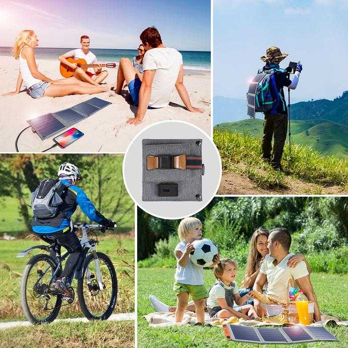 Charger HP tenaga surya Solar Powered Charger 4 Panel 14W untuk outdoor mobil handphone aksesoris Foldable Solar Panel 5V USB Solar Cell Panel Portable Folding Waterproof Outdoor Camping Hiking Mobile Power Battery Charger