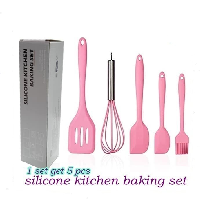 Spatula Set Alat Masak 5 set Sutil Scrap Kocokan Silicone