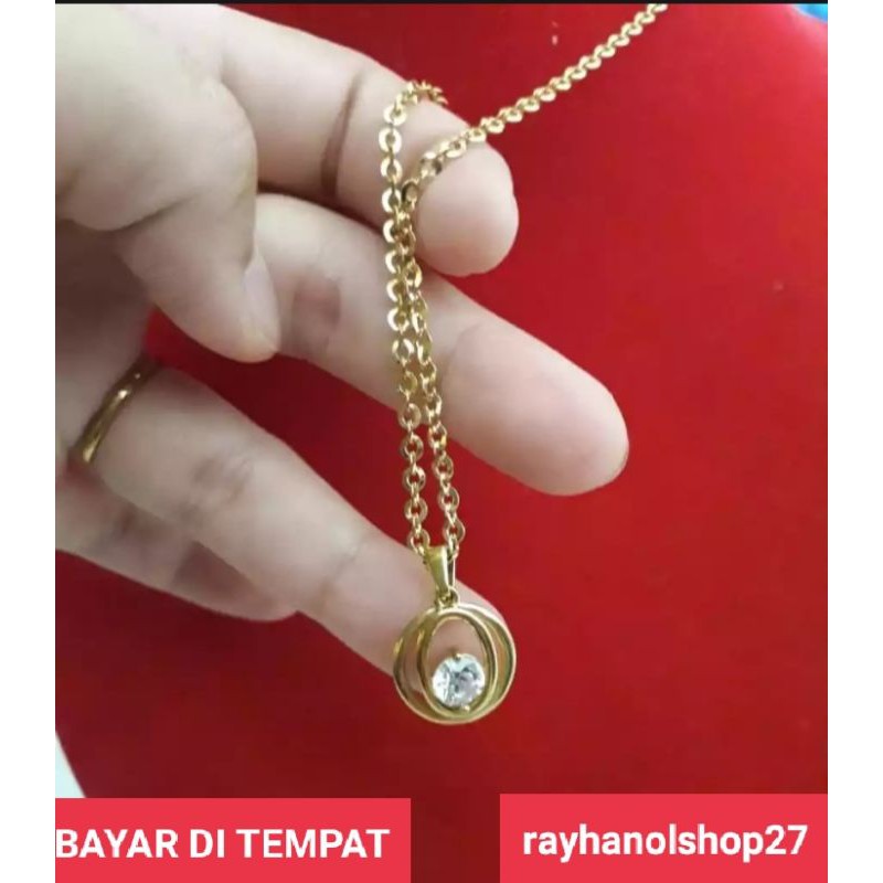 Perhiasan wanita Kalung titanium liontin bahan Lapis emas gold Anti karat