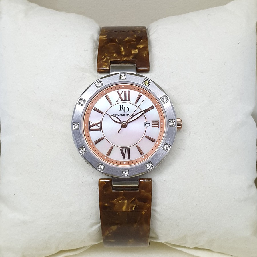 Raymond Daniel RD206 Silver Rosegold Akr.Coklat, Jam Tangan Wanita, Original