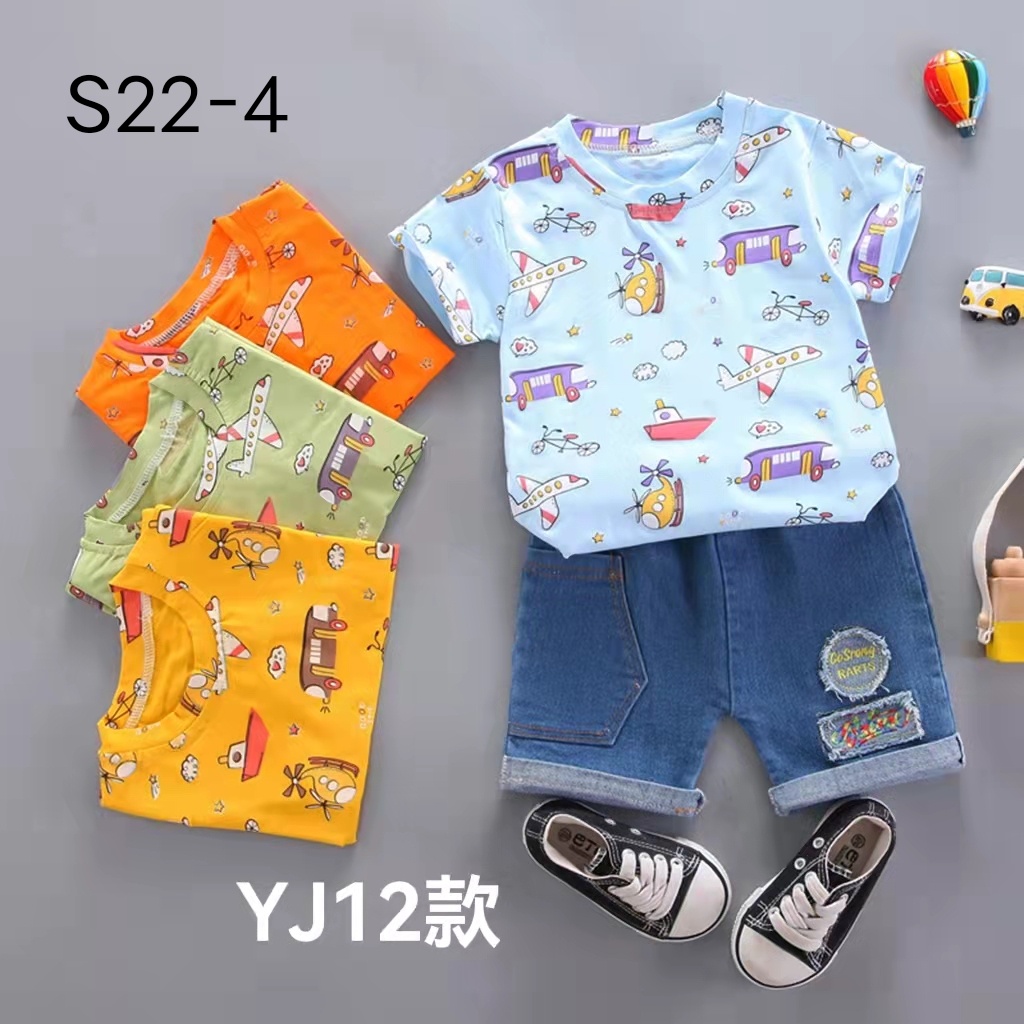 Setelan Jeans Plane Anak 0 Bulan - 3 Import High Quality Tahun Setelan Kaos Celana Jeans Anak Motif Pesawat Adem Setelan Fashion Anak CBKS