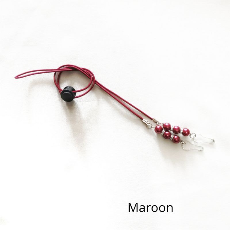 KALUNG MASKER 2 IN 1 MUTIARA / KONEKTOR SEKALIGUS STRAP MASKER HIJAB-KM Maroon