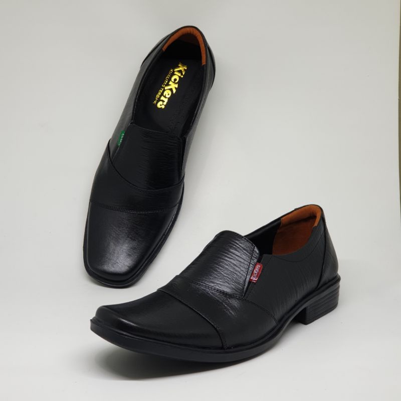 Sepatu Pantofel Pria KULIT ASLI Kickers Formal Kerja Kantor Hitam Coklat Tua JBL 10 35