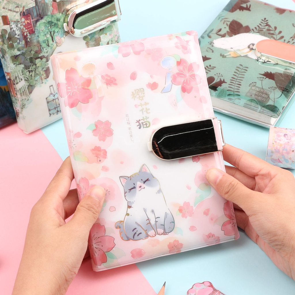 

﹉Sakura kata sandi buku diary notebook buku tangan dengan kunci gadis hati notepad kecil segar dewasa siswa sekolah dasar