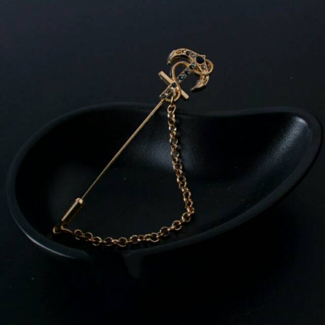 Peniti / Pin / Bros Brooch Anchor Jangkar Kapal Rantai