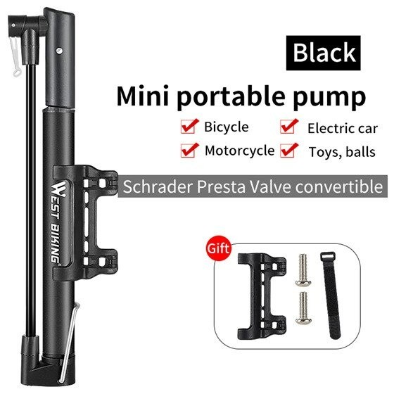 West Biking Pompa Sepeda Mini Floor Pump Portable 120 PSI