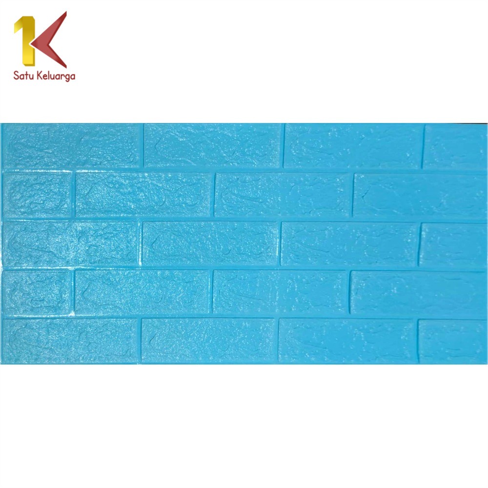 Satu Keluarga Walpaper Stiker Dinding Dekorasi Kamar C206 Wallpaper Dinding Foam 3D Kecil Motif Batu Bata-Batu Bata BIRU