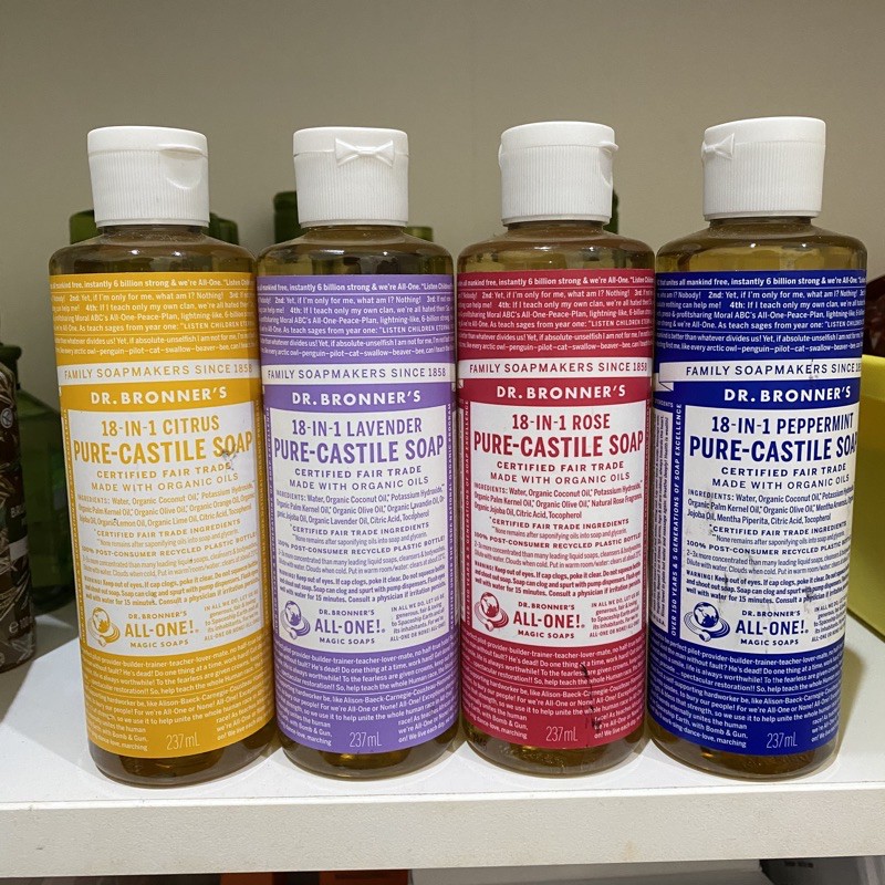 SALE 237ml dr bronner's bronners pure castile soap citrus lavender rose peppermint