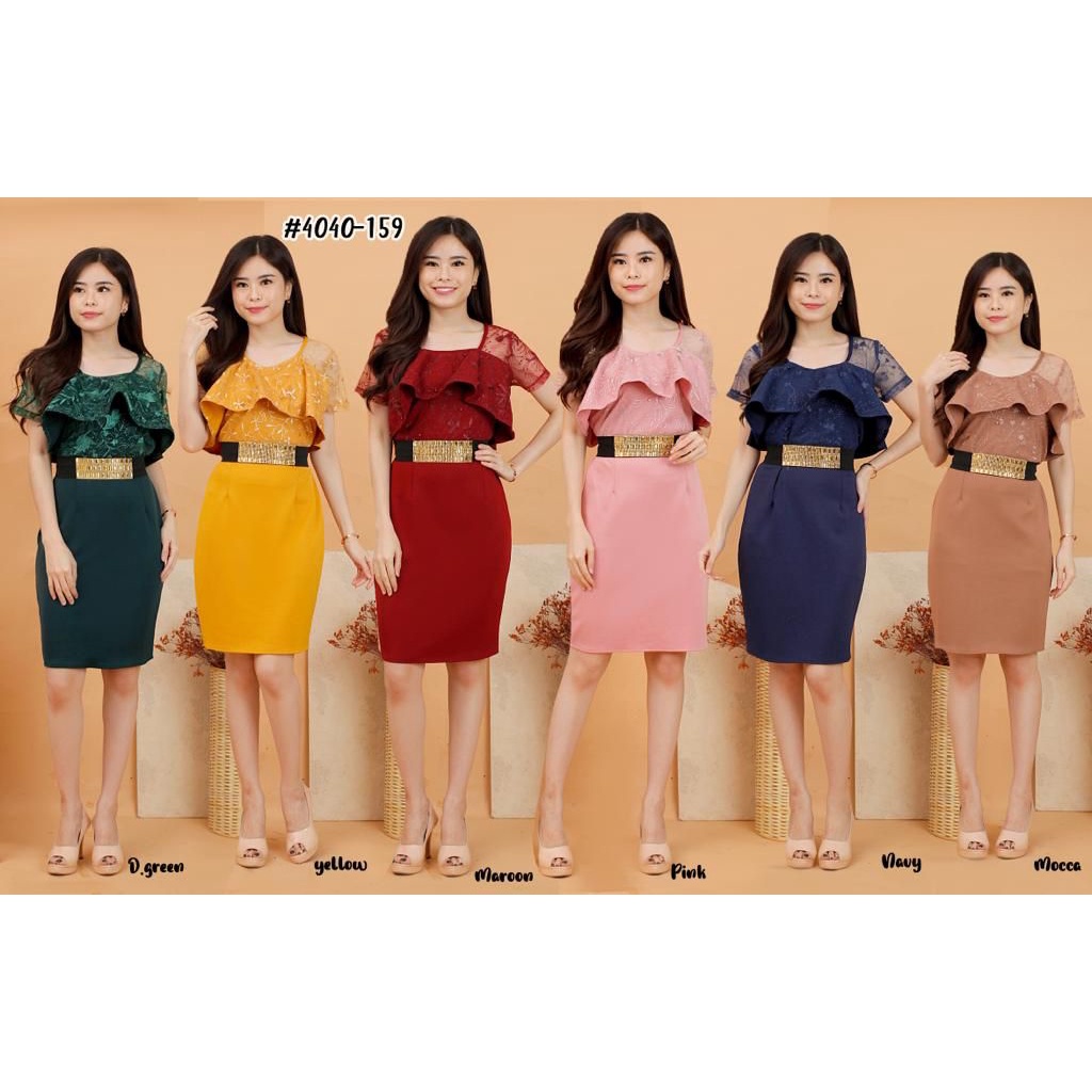 Kathryn collection # 159, Dres span scuba import premium kombinasi tile gliter mutiara free belt