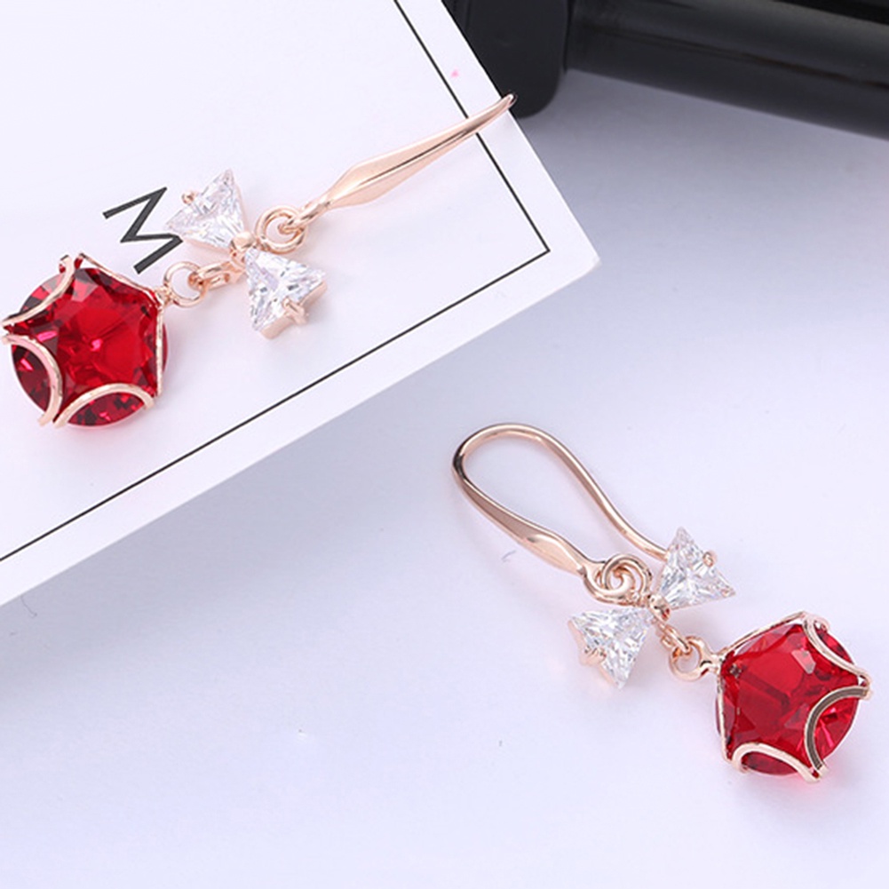 Hu Hu Hu Hu Hu Alat Bantu Pasang Kacamata♡ Anting Kait Gantung Panjang Desain Kupu-Kupu Hias Cubic Zirconia Untuk Wanita