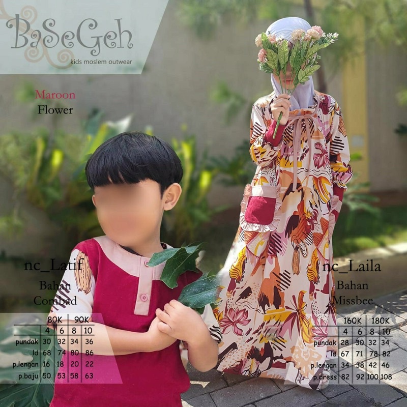couple dress anak perempuan dan koko kaos anak laki2 laila dan lathif basegeh