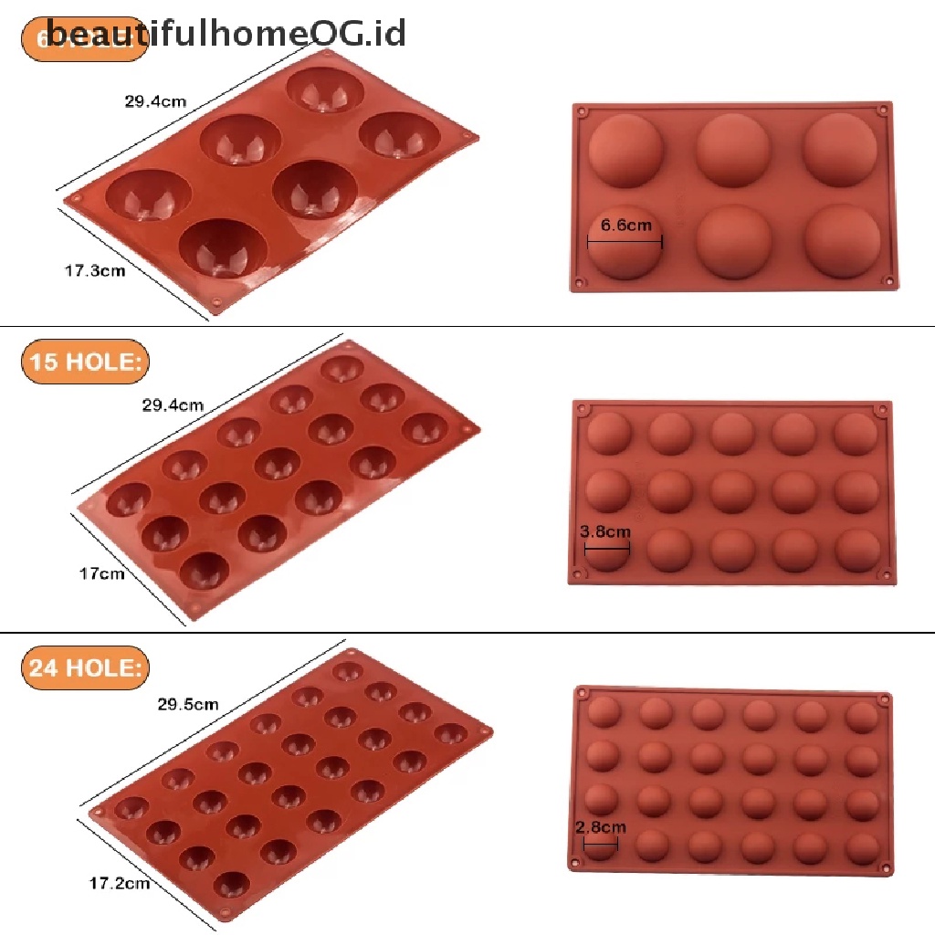 Cetakan Kue / Coklat / Dessert Bentuk Setengah Bola Bahan Silikon