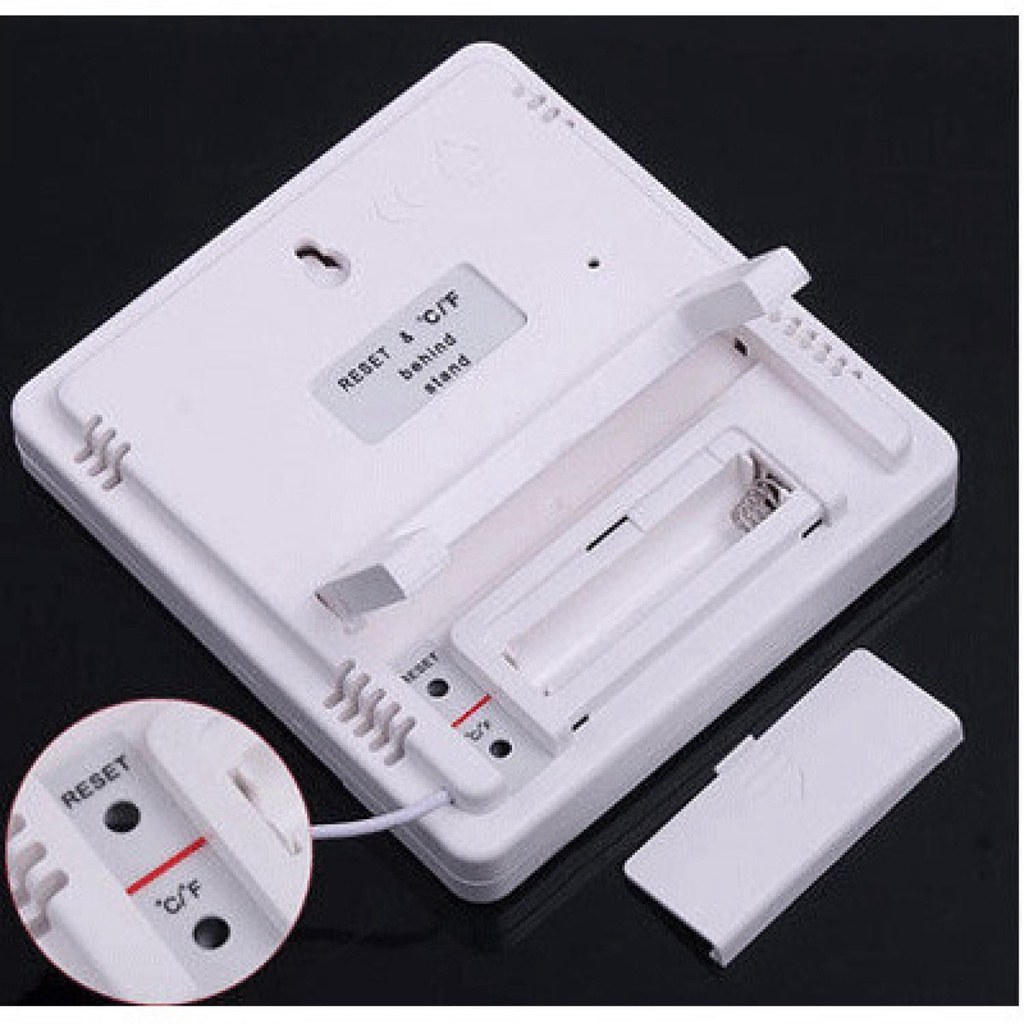 FatihShop Taffware Digital Temperature Humidity Meter Clock Alarm Calender HTC-2