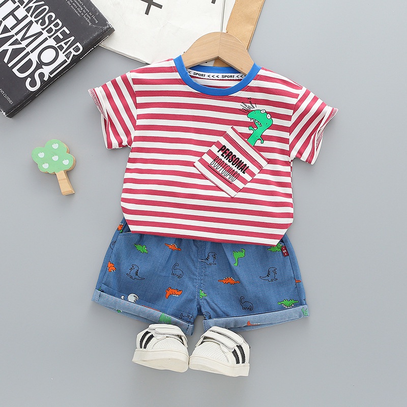 babyfit BODYGUARD baju anak cowok setelan dino celana jeans pendek import