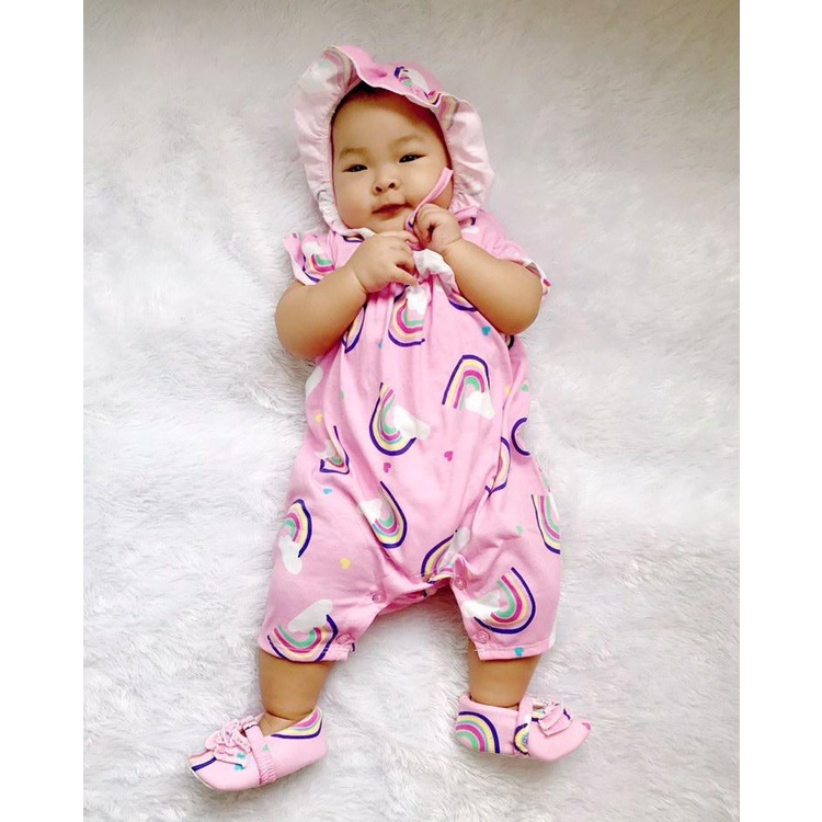Plazababyku MX ROMPER PIPER setelan bayi motif bunga yang lucu free bonnet+sepatu