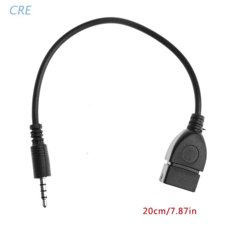 CRE  3.5mm Male Plug Jack To USB 2.0 Female Car Stereo AUX Audio Converter Adapter Cable