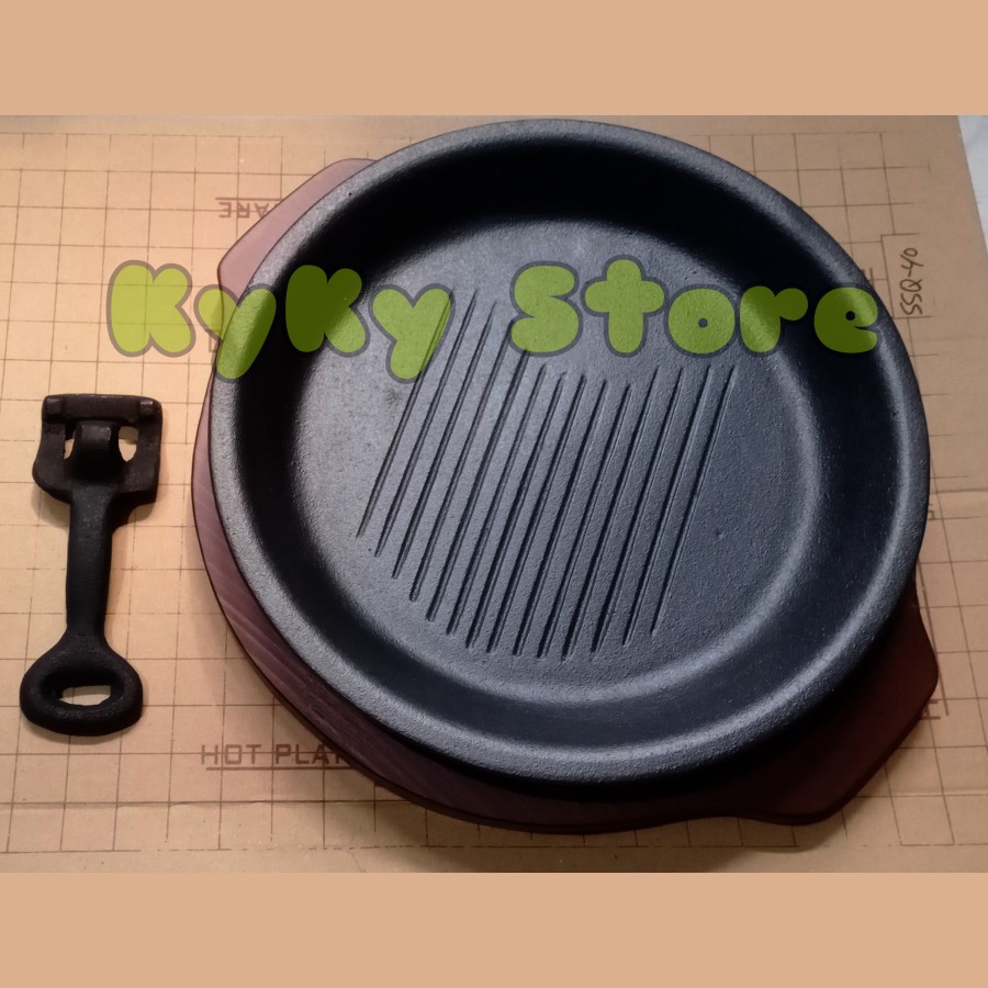 Hot Plate Round Garis - Piring Steak Pepper Lunch Cast Iron