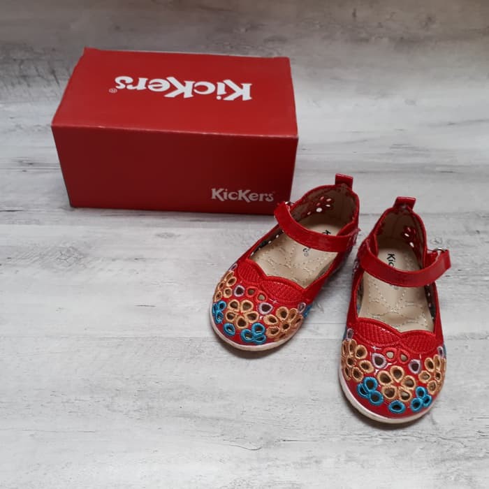 Jual SECOND SEPATU ANAK BALITA KICKERS SIZE 22 MERAH BAGUS CANTIK BABYGIRL Limited