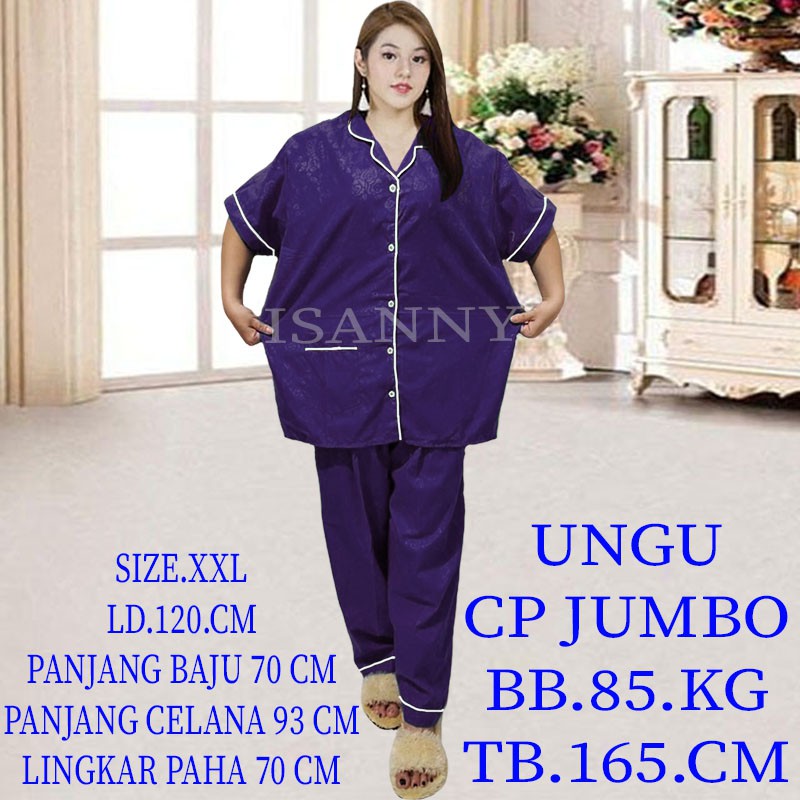 ISANNY PIYAMA SET JUMBO SIZE.XXL/SATEN EMBOS JUMBO CP/PYAMA DEWASA/READY 20 WARNA