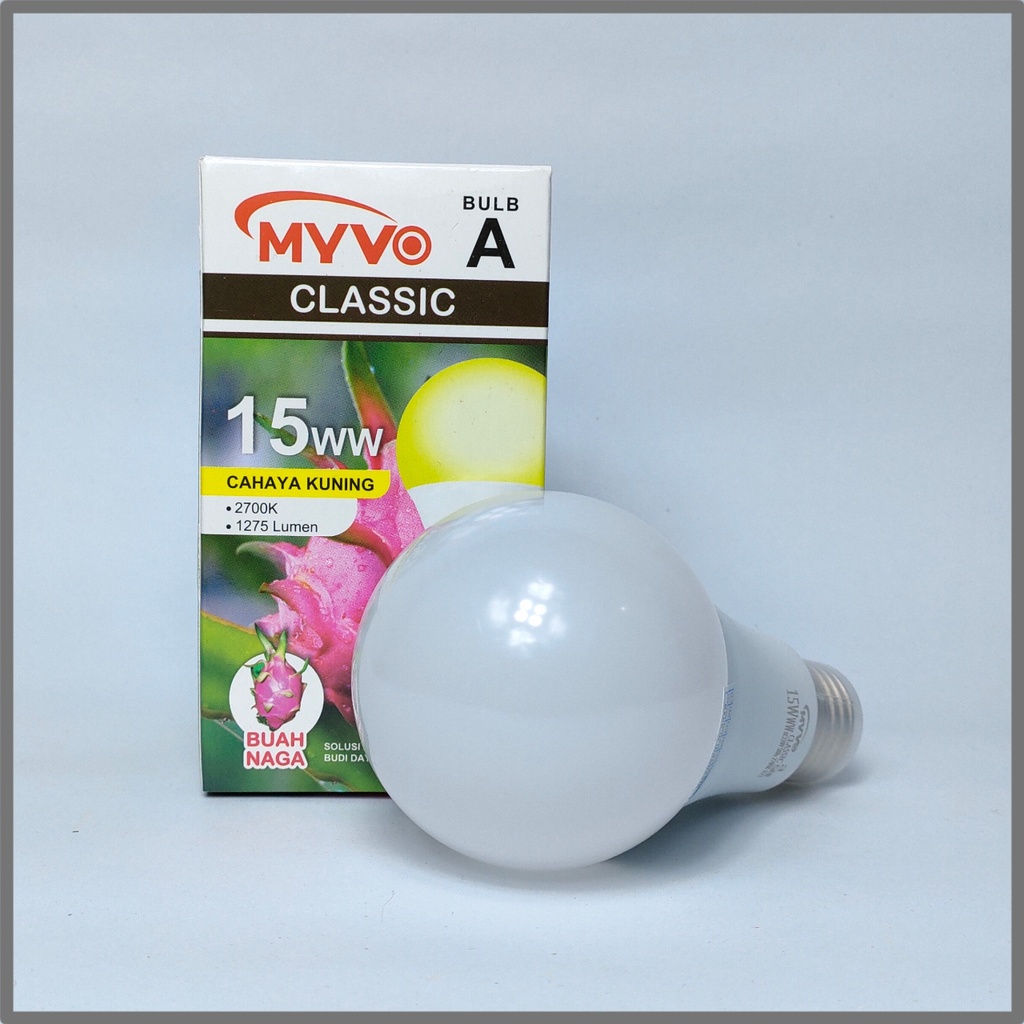 Myvo Lampu LED Bulb Classic 15 Watt - Cahaya Kuning (Warm White)