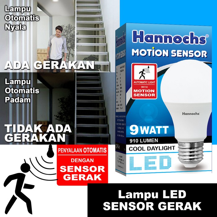 Lampu LED Sensor Gerak/ Hannochs Motion Sensor 9 Watt