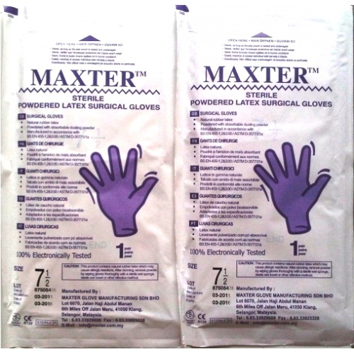 SARUNG TANGAN STERIL MAXTER UKURAN 7,5 PER PAK