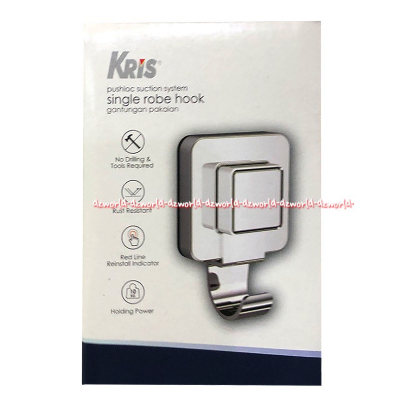 Kris Pushloc Suction System Single Robe Hook Gantungan Pakaian Tanpa Baut Mur