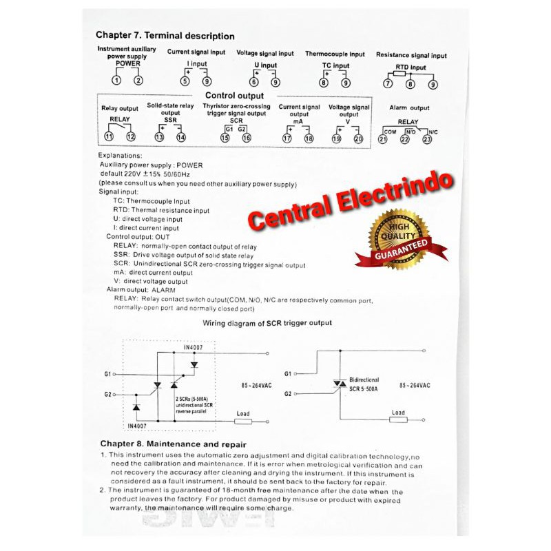 Temperature Controller/Thermo Control Digital E508-E 48x96mm EWIG.