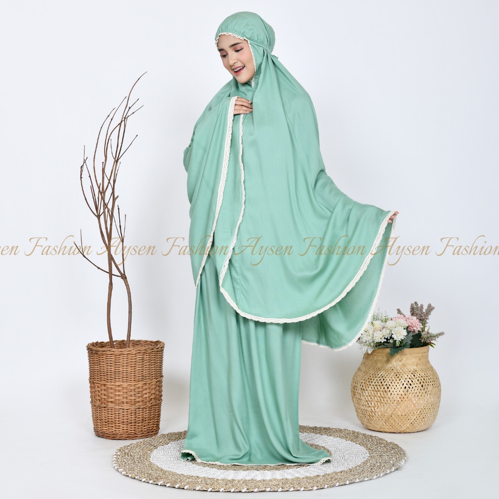 Mukena Dewasa Rayon Polos Renda Atifaseries