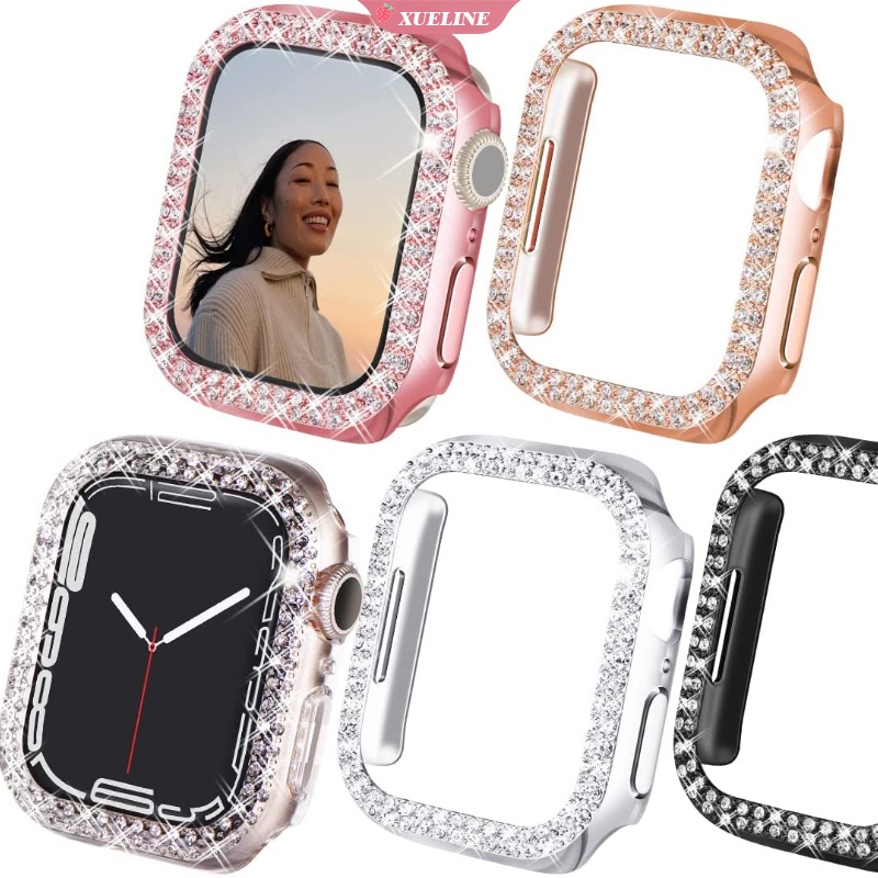 Case Pelindung Full Cover Hias Berlian Ukuran 41MM 45MM Untuk iWatch 6 SE 5 4 3 38MM 42MM 40mm 44mm