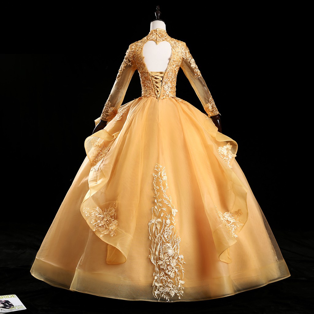 Gaun Pengantin 1912016 Kuning Lengan Panjang Wedding Dress Gown