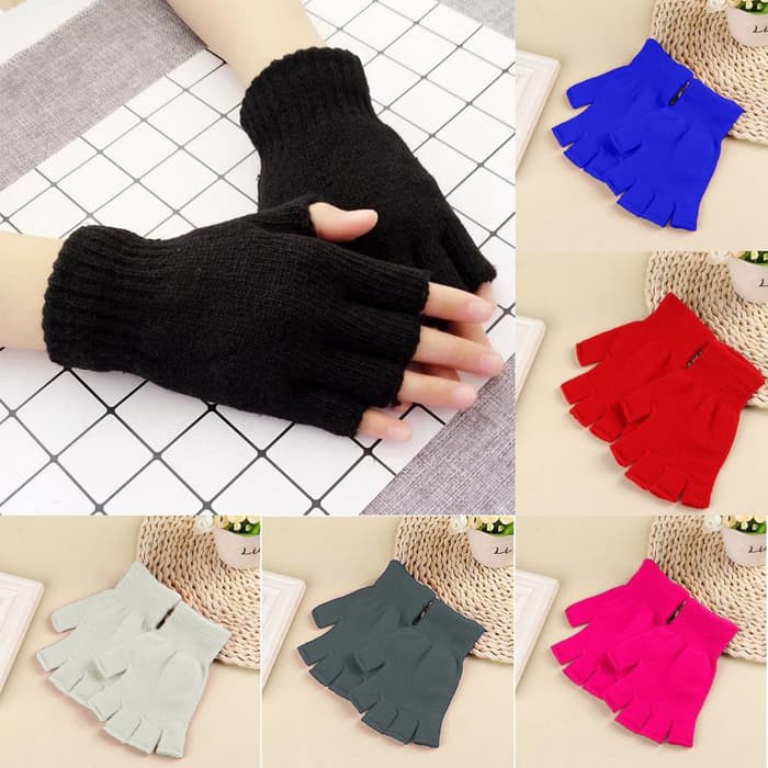 Sarung Tangan Jari Buntung Rajut / Hand Gloves Unisex Setengah Jari Terbuka