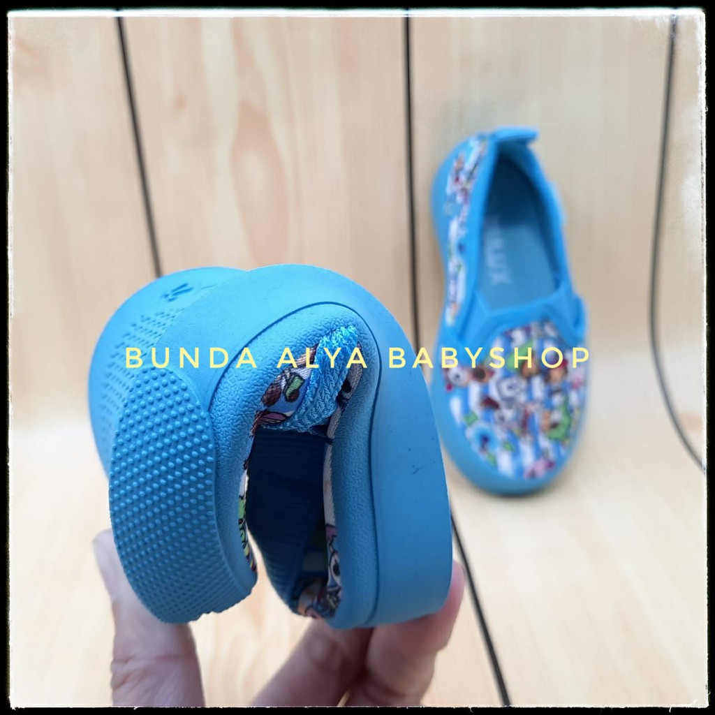 Sepatu Anak Laki Laki Umur 1 2 5 Tahun BIRU Elastis - Sepatu Anak Cewek Cowok 1 sampai 5 Tahun Full Printing BIRUMUDA Size 20 - 30 Motif Kartun Alas Karet