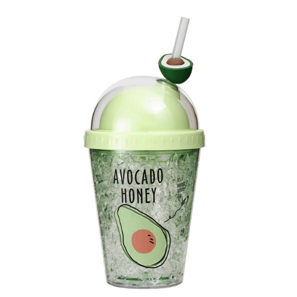 MINISO BOTOL AVOCADO DOUBLE WALL ICE CUP WITH LID 380ML